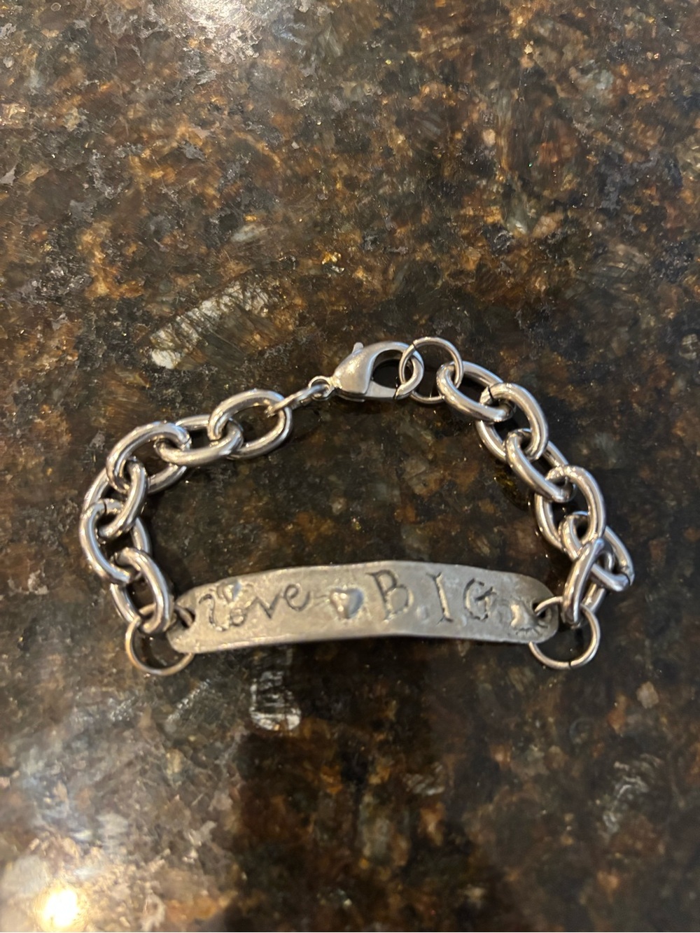 Silver 'Love Big' Engraved Link Bracelet